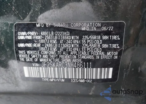 2022 Subaru Forester Touring from USA, damaged, VIN JF2SKARC3NH486111